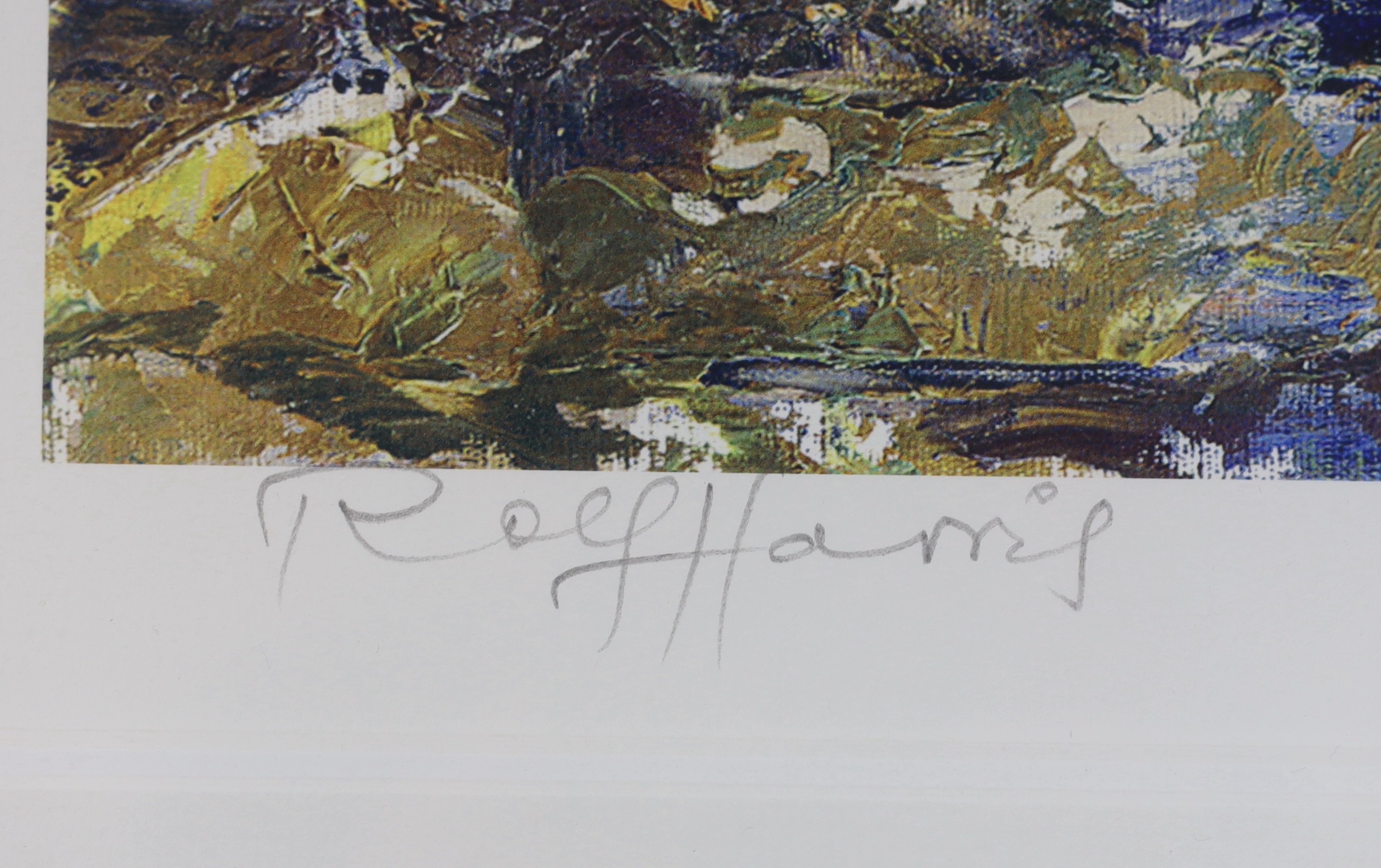 Rolf Harris (Australian, b.1930), limited edition print, Australian landscape, signed and numbered 329/695, 35 x 44cm